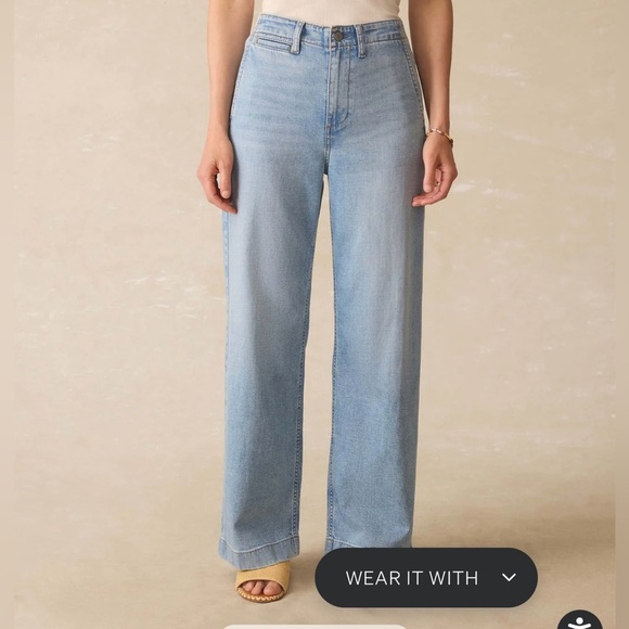 Faherty Denim - Faherty Women’s Linen Denim Pant Size 29 Summer Seas Wash